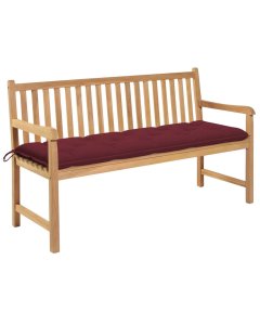 Garden Bench With Wine Red Cushion 150 Cm Solid