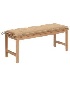 Garden Bench With Beige Cushion 120 Cm Solid Teak Wood