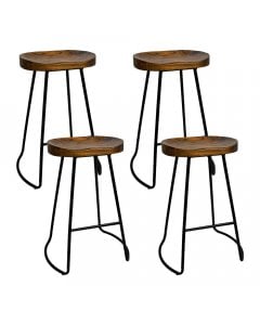 4x Vintage Tractor Bar Stools Retro Industrial Chairs Black 65cm