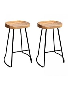 2 Steel Barstools with Wooden Seat 65cm