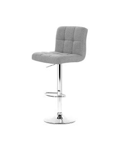 4x Fabric Bar Stools NOEL Kitchen Chairs Swivel Gas Lift Grey