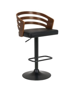 Sarantino Bentwood Walnut Barstool Leather Seat and Metal Base
