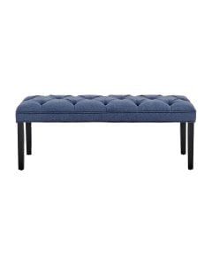 Cate Button-Tufted Upholstered Bench with Tapered Legs by Sarantino - Blue Linen