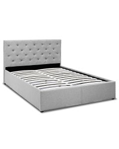 Double Fabric Gas Lift Bed Frame with Headboard - Grey