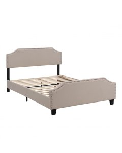 Double Size Wooden Upholstered Bed Frame Beige