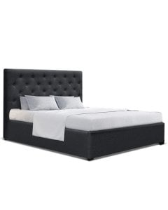 Bed Frame Double Size Gas Lift Base With Storage Fabric Charcoal Vila