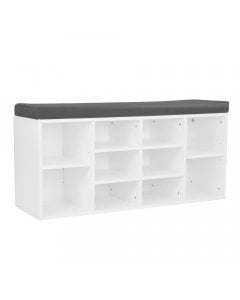 Shoe Rack Cabinet Organiser Grey Cushion - 104 x 30 x 45 - White