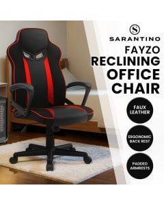 Sarantino Fayzo Racing Reclining Office Gaming Chair Computer Seat in Black and Red