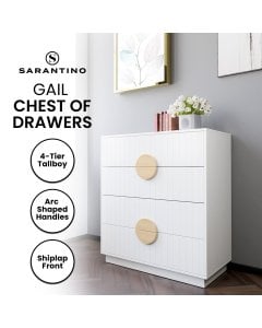 Sarantino Gail Chest of Drawers Tallboy Dresser in White