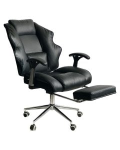 Faux Leather High Back Reclining Executive Office Chair w/ Stool Black
