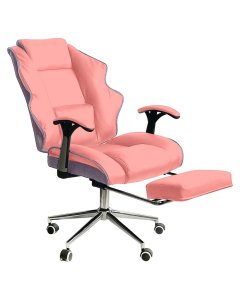 Faux Leather High Back Reclining Executive Office Chair w/ Stool Pink