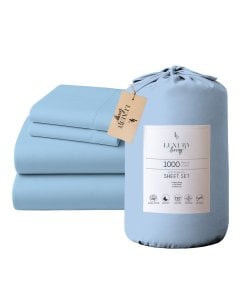 1000 Thread Count Cotton Rich King Bed Sheet Set 4-Piece Gift Pack in Blue