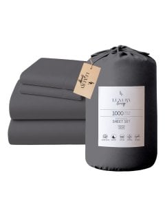1000 Thread Count Cotton Rich King Bed Sheet Set 4-Piece Gift Pack in Charcoal