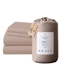 1000 Thread Count Cotton Rich King Bed Sheet Set 4-Piece Gift Pack in Linen