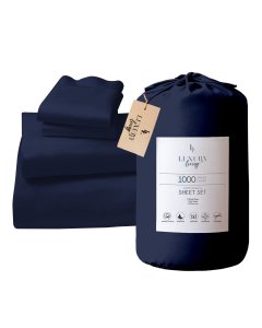 Navy Cotton microfibre 1000TC 4pc Queen sheet set