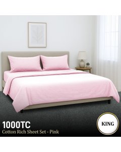1000 Thread Count Cotton Rich King Bed Sheets 4-Piece Set in Pink