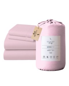 1000 Thread Count Cotton Rich King Bed Sheet Set 4-Piece Gift Pack in Pink