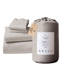 1000 Thread Count Cotton Rich King Bed Sheet Set 4-Piece Gift Pack in Silver