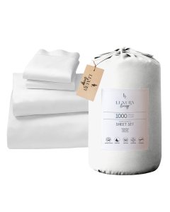 1000 Thread Count Cotton Rich King Bed Sheet Set 4-Piece Gift Pack in White