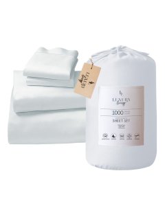 1000 Thread Count Cotton Rich Queen Bed Sheet Set 4-Piece Gift Pack in Pale Blue