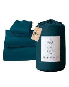 1000 Thread Count Cotton Rich Queen Bed Sheets 4-Piece Set - Teal