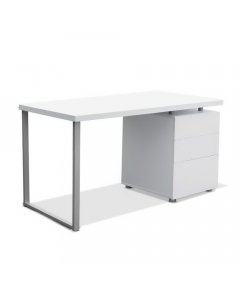 Office Study Computer Desk w/ 3 Drawer Cabinet White