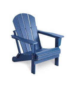 HDPE Folding Outdoor Adirondack Chair Weather Resistant Navy Blue