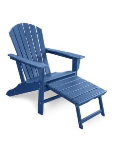 HDPE Outdoor Adirondack Chair with Footrest Navy Blue