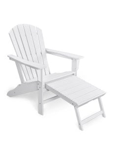 HDPE Outdoor Adirondack Chair with Footrest White