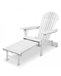 Adirondack Beach Chair with Ottoman 87 x 74 x 89cm - White
