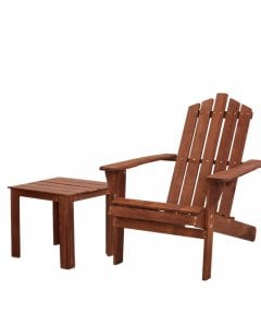 Outdoor Sun Lounge Beach Chairs Table Set Wooden Adirondack Patio