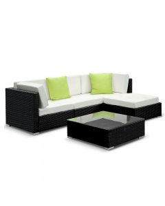 5PC Outdoor Furniture Sofa Set Wicker Garden Patio Pool Lounge
