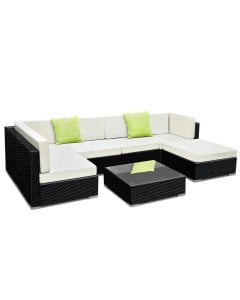 7 Piece Outdoor Furniture Lounge Suite Set Faux Wicker Rattan