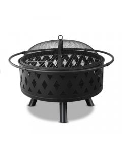 32 Inch Portable Outdoor Fire Pit and BBQ - Black