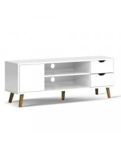 TV Cabinet Entertainment Unit Stand Wooden Scandinavian 120cm White