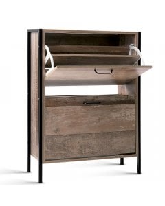 12 Pair Wooden Vintage Shoe Rack Storage Cabinet - Wood