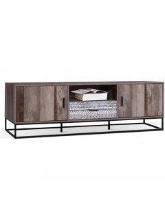 TV Cabinet Entertainment Stand Storage Wooden Industrial Rustic 180cm