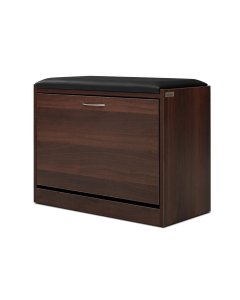 Shoe Cabinet Bench Shoes Storage Rack Organiser Drawer 15 Pairs Walnut
