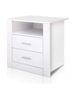 Artiss Anti-Scratch Bedside Table 2 Drawers - White