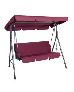 Outdoor Swing Chair Hammock 3 Seater Garden Canopy Bench Seat Red