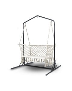 Double Swing Hammock Chair with Stand Macrame Outdoor  Chairs