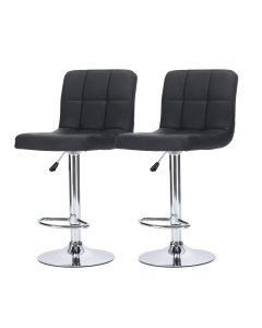 2x Bar Stools Stool Kitchen Chairs Swivel PU Leather Metal  Black
