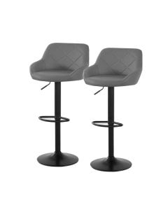 2x Bar Stools Stool Kitchen Chairs Swivel PU Barstools Vintage Grey