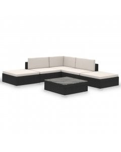 Rattan 15pc Outdoor Furniture Garden Seat Set - Black