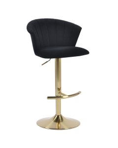 Flare Golden Velvet Gas Lift Barstool Kitchen Backrest - Black