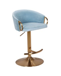 Winfrey Gas Lift Bar Stool Kitchen Backrest Velvet - Blue