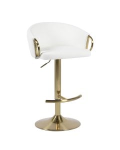 Winfrey Gas Lift Bar Stool Kitchen Backrest Faux Leather - White