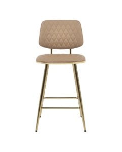 Osaka Gold Bar Kitchen Stool Backrest Faux Leather - Khaki