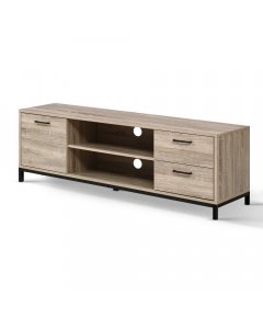 TV Cabinet Entertainment Unit Industrial Wooden Metal Frame 132cm Oak