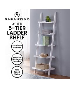 Sarantino Aster 5-Tier Ladder Shelf - White